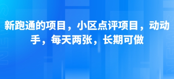 新跑通的项目，小区点评项目，动动手，每天两张，长期可做-优优云网创