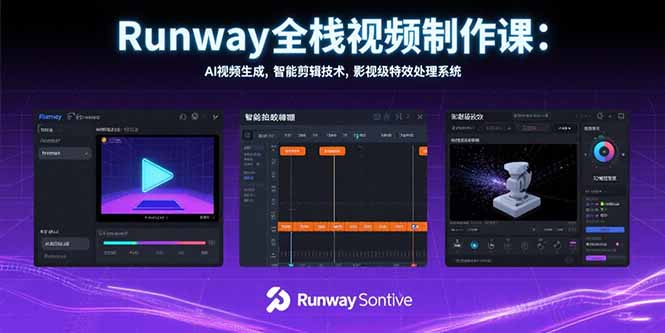 Runway全栈视频制作课：AI视频生成，智能剪辑技术，影视级特效处理系统-优优云网创
