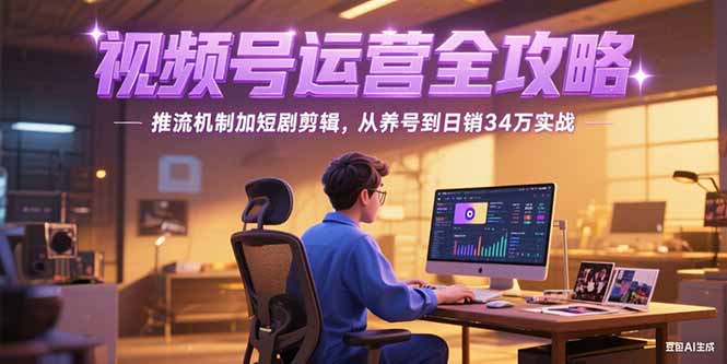 2025视频号运营全攻略,推流机制加短剧剪辑,从养号到日销34万实战-优优云网创