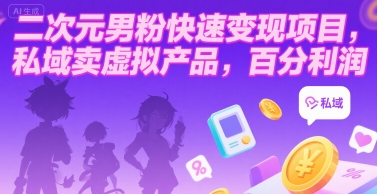 二次元男粉快速变现项目，私域卖虚拟产品，百分利润-优优云网创