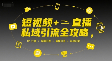 短视频+直播私域引流全攻略，IP打造 +视频引流 +直播引流 +私域沉淀-优优云网创