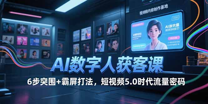 AI数字人获客课,6步突围+霸屏打法,短视频5.0时代流量密码-优优云网创