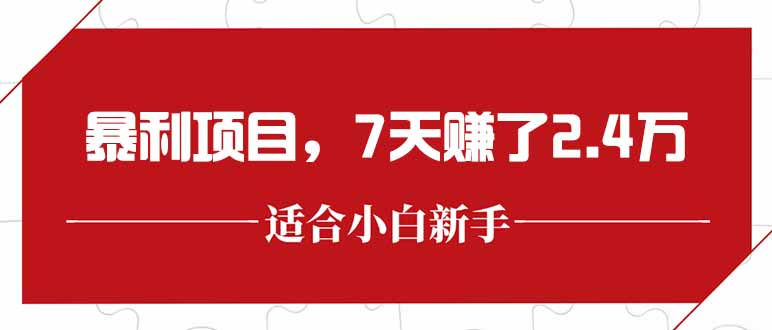 最新暴利项目，每单收益轻松在300以上，7天赚了2.4万-优优云网创