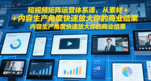 短视频矩阵运营体系课，从素材+内容生产角度快速放大你的商业结果-优优云网创