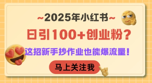 2025年小红书日引100+创业粉？这招新手抄作业也能爆流量！-优优云网创